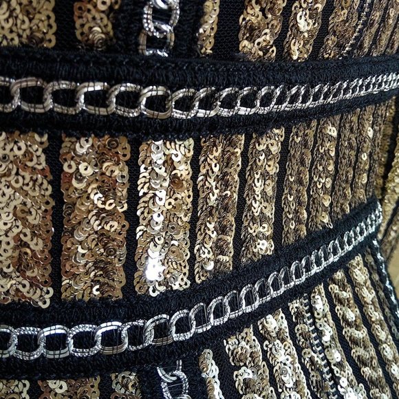 New Women's Long Sleeves Mini Bodycon Cocktail Party Dress with Sequins - Picture 5 of 5